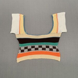 VTG Womens Handmade Crochet  Crop Top Boho Summer Festival  USA Sz Small Medium